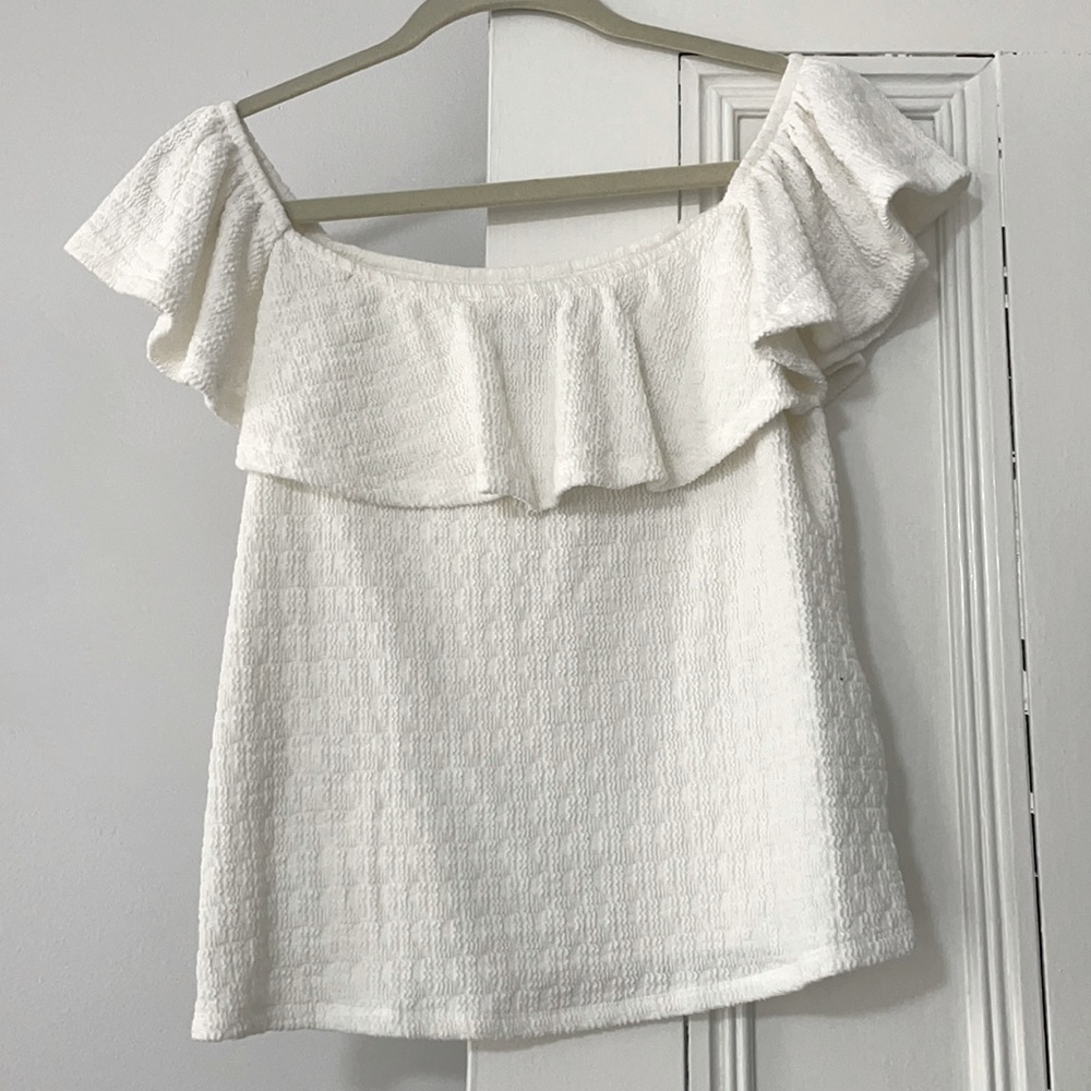 Anthropologie off-the-shoulder white summer shirt